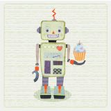 Card - Robot Holding a Cupcake by Bronwyn Seedeen