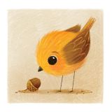 Card - Acorn & Yellow Bird by Caroline McPherson