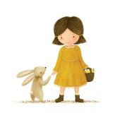 Card - Rabbit & Girl by Caroline McPherson