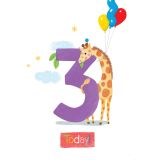 Card - Giraffe Is Three Today by Cat MacInnes