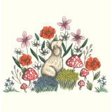 Card - Fluffy Dog Smelling Flowers by Cecilia Battaini