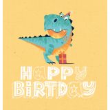 Card - Happy Birthday, Teal & Orange Dinosaur by Chrisillo