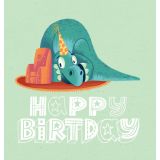 Card - Happy Birthday, Teal Dinosaur by Chrisillo