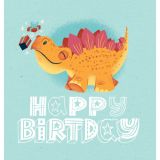 Card - Happy Birthday, Orange Dinosaur by Chrisillo