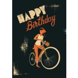 Card - Happy Birthday, Girl on a Bike by Chrisillo