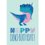 Card - Happy Birthday, Blue & Pink Dinosaur by Chrisillo