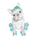 Card - Roller Blading Frenchie by Chelsea Tobin