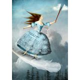 Card - Woman Flying On A Feather by Catrin