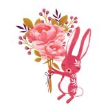Card - Bunny Gifting Flowers by Deb Hudson