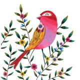 Card - Bird Wearing A Flower by Deb Hudson
