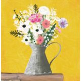 Card - Pastel Flowers In A Grey Jug by Deb Hudson
