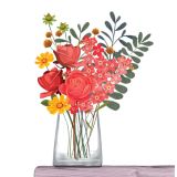 Card - Red & Orange Flowers In A Clear Vase by Deb Hudson