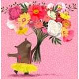 Card - Bear Gifting Bouquet by Deb Hudson