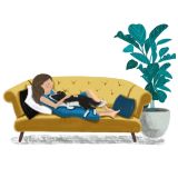 Card - Girl & Dog On The Couch by Deb Hudson