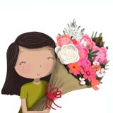 Card - Girl & Bouquet by Deb Hudson