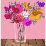 Card - Bright Blooms In Clear Vase by Deb Hudson