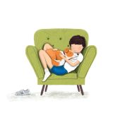 Card - Red Border Collie On The couch With Boy by Deb Hudson