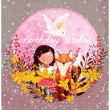 Card - Birthday Wishes From A Girl, Fox & Owl by Deb Hudson