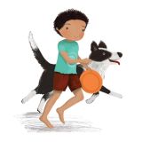 Card - Border Collie and Boy Playing by Deb Hudson