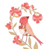 Card - Floral Pink Bird by Deb Hudson