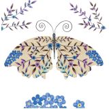 Card - Beige & Blue Floral Butterfly by Deb Hudson