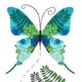 Card - Green & Blue Floral Butterfly by Deb Hudson
