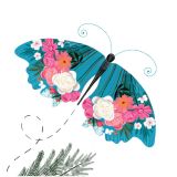 Card - Blue & Pink Floral Butterfly by Deb Hudson