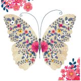 Card - Beige & Pink Floral Butterfly by Deb Hudson