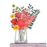 Card - Red & Pink Roses In A Clear Vase S by Deb Hudson