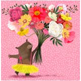 Card - Bear Gifting Bouquet S by Deb Hudson