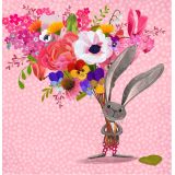 Card - Bunny Holding Bouquet S by Deb Hudson
