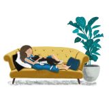 Card - Girl & Dog On The Couch S by Deb Hudson