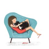 Card - Girl & Dog Having A Nap by Deb Hudson