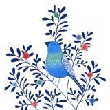 Card - Blue Floral Bird S by Deb Hudson