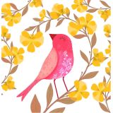 Card - Pink Floral Bird S by Deb Hudson