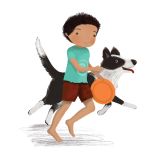 Card - Border Collie and Boy Playing S by Deb Hudson