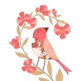 Card - Floral Pink Bird S by Deb Hudson