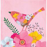 Card - Floral Pink Bird by Deb Hudson