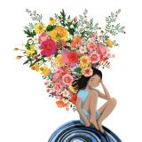 Card - Girl Infront Of Fresh Flowers by Deb Hudson