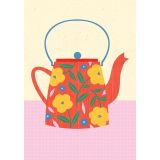 Card - Red Floral Teapot by Melissa Donne