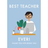 Card - Blue Best Teacher Ever by Duchess Plum