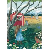 Card - Girl Playing Outside of a Barn by Elisabeth Dorrian