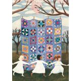 Card - Kids Running Around a Patchwork Quilt by Elisabeth Dorrian