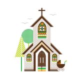 Card - Green Church by Ella Leach