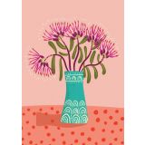 Card - Pink Kangaroo Paw Vase by Emma Whitelaw