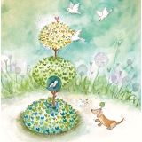 Card - Dachshund & Birds in a Garden by Shaney Hyde