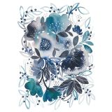 Card - Blue Flowers & Leaves by Inga Buividavice