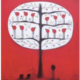 Card - Red & Black Bird Tree by Jody Pratt