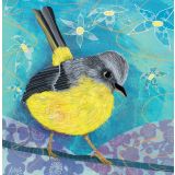 Card - Yellow & Blue Budgie Tree by Jody Pratt