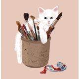 Card -  Cat in Paint Brush Jar by Alissa Levy
